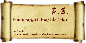 Podhragyai Boglárka névjegykártya